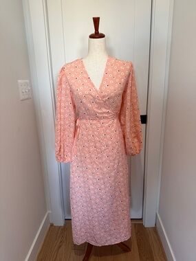 ASOS Peach Pink Floral Wrap Maxi Dress